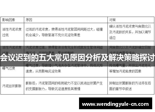 会议迟到的五大常见原因分析及解决策略探讨