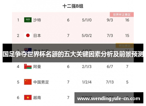 国足争夺世界杯名额的五大关键因素分析及前景预测