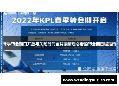 冬季转会窗口开放与关闭时间全解读球迷必看的转会期日程指南 冬季转会窗口开放与关闭时间全解读球迷必看的转会期日程指南
